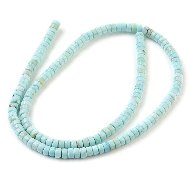 Magnesit, Heishi-Perlen, ganzer Strang, trkisfarben, ca. 4,5x2,5 mm, flach rund, ca. 155 Stck