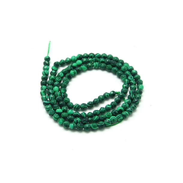 Malachite (imitation), entire strand of beads, facetted beads, 3mm, 120pcs.