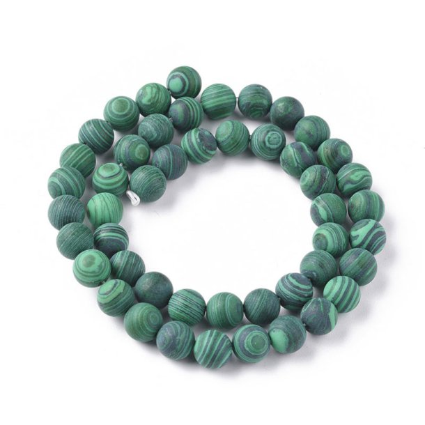 Malachit (Nachahmung), mattiert, ganzer Strang, runde Perlen, 8 mm.ca. 48 Stk.