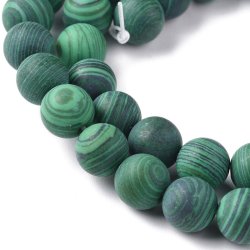 Malachit (Nachahmung), mattiert, ganzer Strang, runde Perlen, 6 mm.ca. 65 Stk.