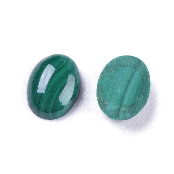 Malachite (genuine), green, oval cabochon (flat back), 8x6x2 mm. 1 pc.