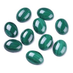 Malachit (echt), gr&uuml;n, ovaler Cabochon (flache R&uuml;ckseite), 8x6x2 mm. 1 Stk.