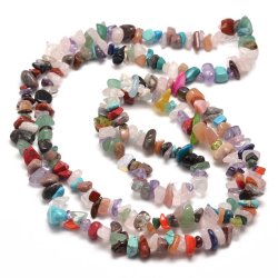 Gemischte Steinperlen, langer Strang, kleine Nuggets, mehrfarbig, ca. 8x4x3 mm, ca. 220 Stck