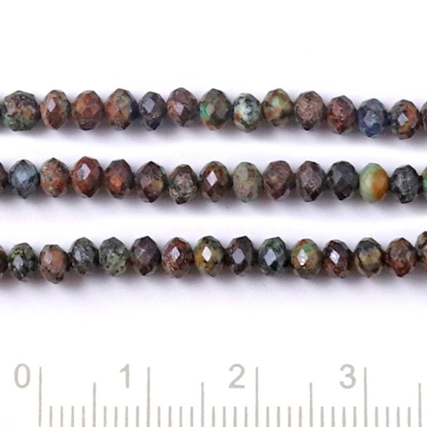 Jasper, whole bead strand, green/brownish shades, roundel, 3.5x3 mm, approx. 130 pcs