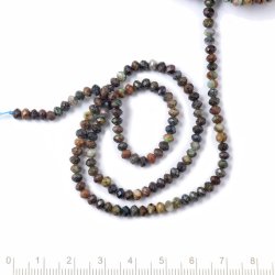 Jaspis, ganzer Perlenstrang, gr&uuml;n/braune Farbt&ouml;ne, rund, 3,5x3 mm, ca. 130 St&uuml;ck.