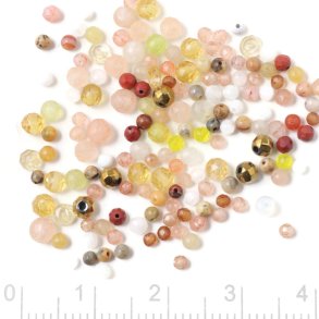 Steinperlenmix, Halbedelsteine in Gelbtnen, 2-3 mm, 3 Gramm