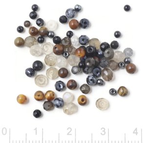 Steinperlenmix, Halbedelsteine in schwarze und graue Tönen, 2-3 mm, 3 Gramm