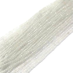 Mondstein, ganzer Strang, wei&szlig;, facettierte runde Perle, 2 mm, ca. 140 Stk