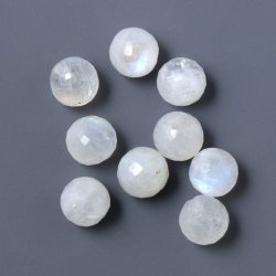 Mondstein-Perle, angebohrt, facettiert, trub wei, 8 mm, 1 Stk.