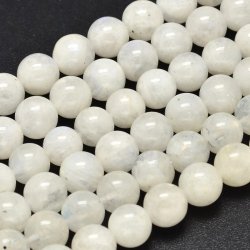 Mondstein, rund, glnzend, milchig wei abwechselnd, 10 mm, 6 Stk