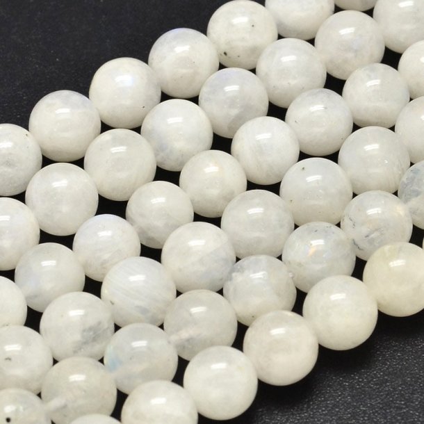 Moonstone, round, shiny, milky white alternating, 10 mm, approx. 6 pcs.
