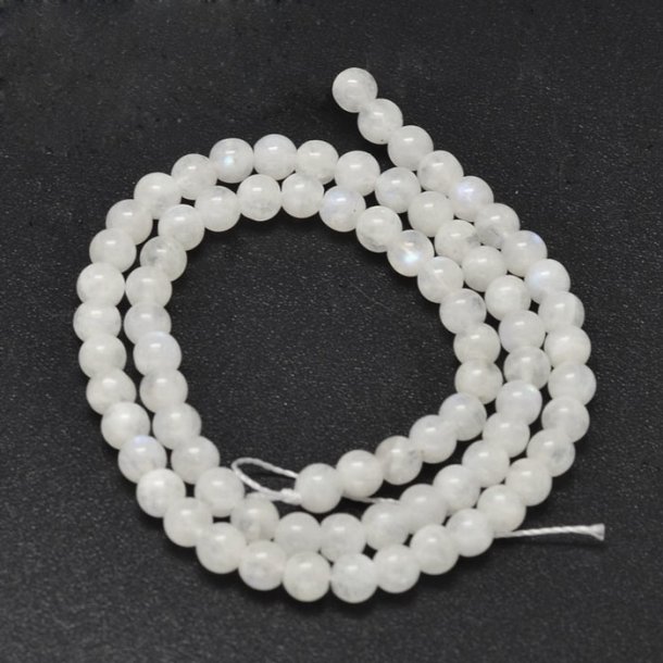 Moonstone, entire strand, round beads, white, 6mm, ca. 64pcs