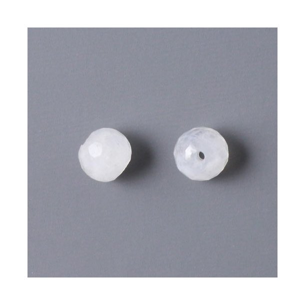 Moonstone bead, closely faceted round bead, through drilled, 6mm, 1pc.
