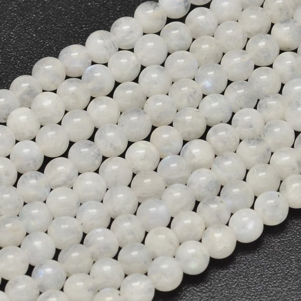 Moonstone, round beads, milky white, diameter 6mm, 10pcs
