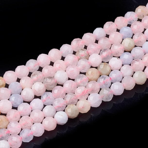 Morganite beads, entire strand, natural pastel-colored, faceted, round, 4mm, 95pcs