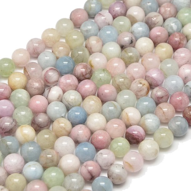 Morganite beads, natural pastel-colored, round, 10mm, 6pcs