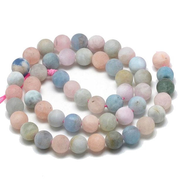 Morganite beads, entire strand, natural pastel-colored, frosted round, 4mm, appx. 90pcs