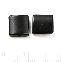 Obsidian, flache viereckige Perle fr Makramee, Schwartz, 10x10x5 mm, 1 Stk