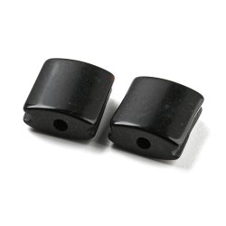 Obsidian, flache viereckige Perle fr Makramee, Schwartz, 10x10x5 mm, 1 Stk