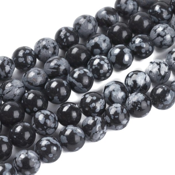 Snowflake Obsidian beads, round, 6 mm, full strand, ca. 60pcs