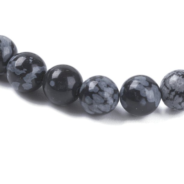 Snowflake Obsidian beads, round, black and grey spottet, 6 mm, 10pcs