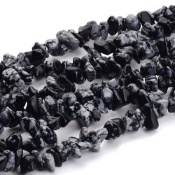 Schneeflocken Obsidian, ganzer Strang, kleine Nuggets, ca. 5x8x3 mm, ca. 220 Stk.