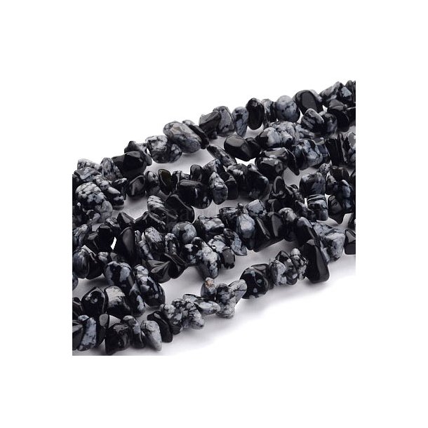 Snowflake Obsidian, natural, small nuggets, ca. 5x8x3 mm, ca. 220pcs.