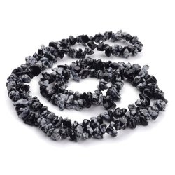 Schneeflocken Obsidian, ganzer Strang, kleine Nuggets, ca. 5x8x3 mm, ca. 220 Stk.