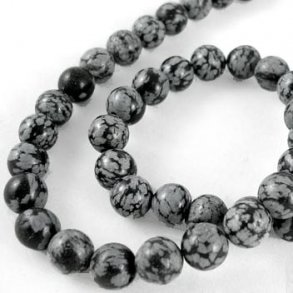 Schneeflocken obsidian Perle, klein, rund, 8 mm, 6 Stk
