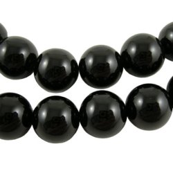Onyx bead, round, black, diameter 16mm, 4pcs.