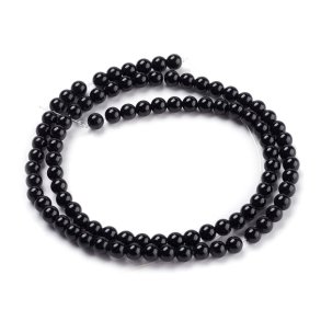 Onyx Perle, ganzer Strang, schwarz, rund, 4 mm, ca. 95 Stk.