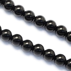 Onyx Perle, schwarz, rund, Durchmesser 6 mm, 10 Stk.