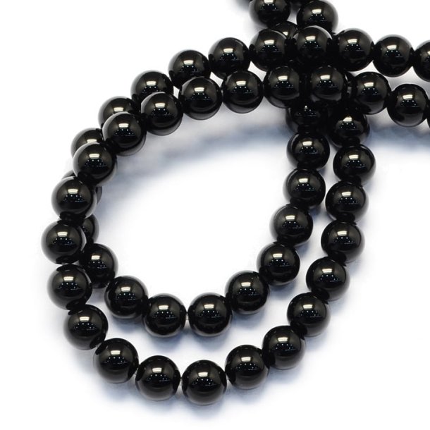 Onyx bead, entire strand of beads, black, round, 6mm, appx. 65pcs.