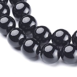 Onyx Perle, rund, schwarz, 12 mm, 6 Stk.