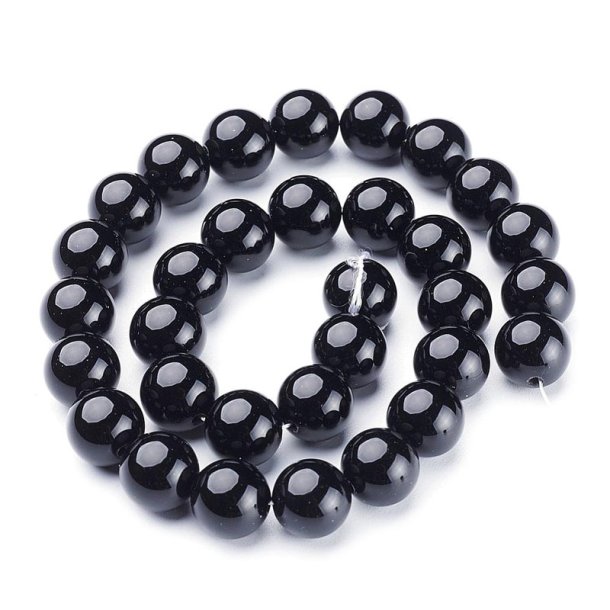 Onyx bead, entire strand of beads, black, round, 12mm, appx. 33pcs.