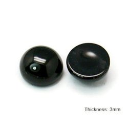 Schwarzer Onyx-Cabochon (flache Rckseite), schwarz, rund, 6x3,5 mm, 2 Stk.
