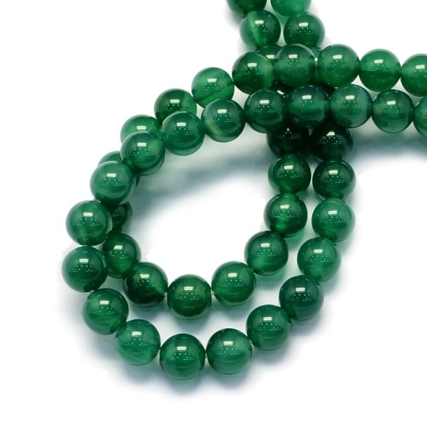 Green onyx, entire strand of beads, dark green, 10mm, ca. 38pcs