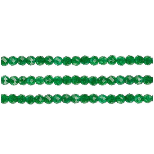 Grøn onyx, hel perlestreng, rund, facetteret, 2 mm. ca. 170 stk.