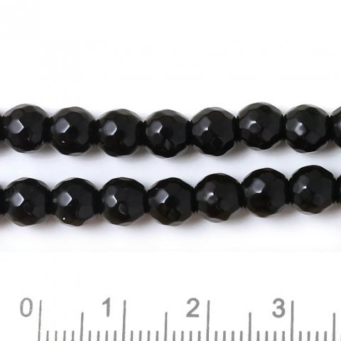 Onyx Perle, grobe Facettierung, schwarz, 6 mm, 6 Stk.