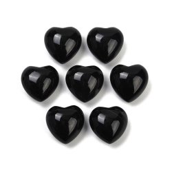 Onyx, Herz, schwarz, halb gebohrt, ca. 15,5x15 mm, 1 Stk.