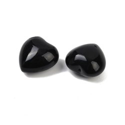 Onyx, Herz, schwarz, halb gebohrt, ca. 15,5x15 mm, 1 Stk.