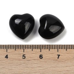 Onyx, Herz, schwarz, halb gebohrt, ca. 15,5x15 mm, 1 Stk.