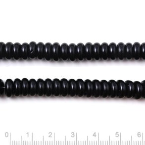 Onyx bead, black, rondelle, 8.5x3.5 mm, 10 pcs.