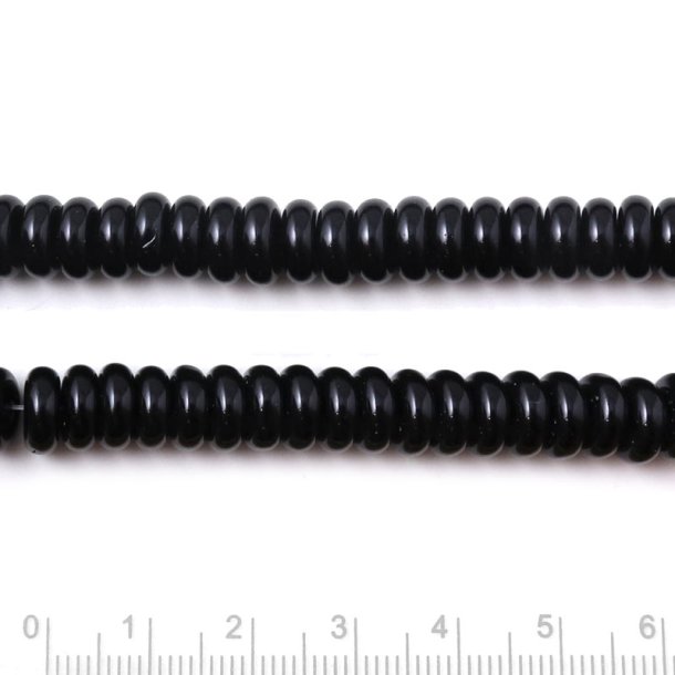 Onyxperle, schwarz, rundell, Heishi 8,5x3,5 mm, 10 Stck