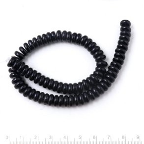 Onyx bead, full strand, black, rondelle, 8.5x3.5 mm, approx. 80 pcs.