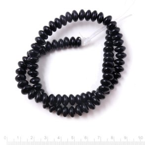 Onyx bead, full strand, black, rondelle, 9x4.5 mm, approx. 80 pcs.