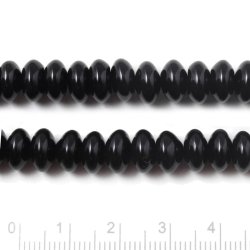 Onyxperle, ganzer Strang, schwarz, rundell, Heishi 9x4,5 mm, ca. 80 Stck