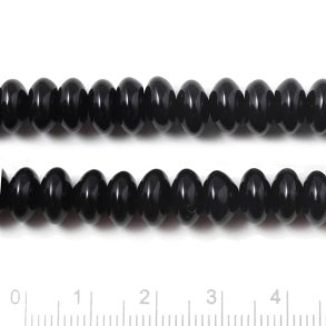 Onyx bead, black, rondelle, 9x4.5 mm, 10 pcs.