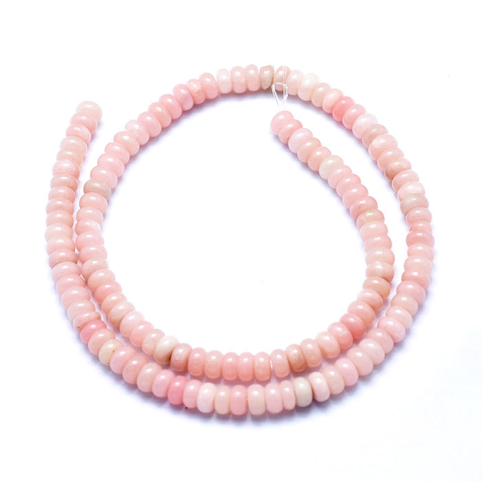 Pink Opal Perle, Hel Streng, Naturlig Rosa, Rondel, 4,5x3 mm, 155 Stk til Smykkefremstilling