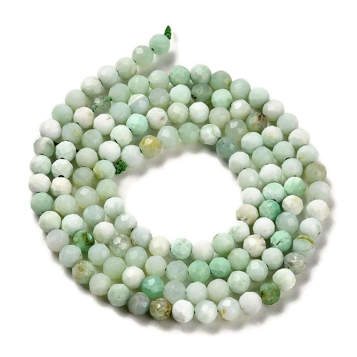 Grüner Opal, ganzer Strang, runde facettierte Perle, 3 mm, ca. 123 Stk